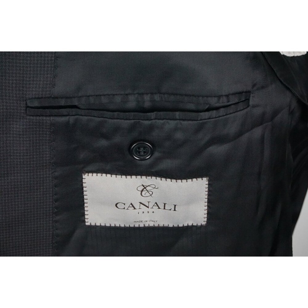 Canali 1934 Silver Label Wool Black Microplaid Sport Coat Jacket Sz 50R BIG GUY - Picture 7 of 8